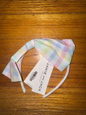 Janie and Jack Pastel Plaid Knot Headband NWT